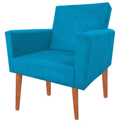 Imagem de Kit 02 Poltrona Decorativa Nina + Puff + Almofada Suede Turquesa