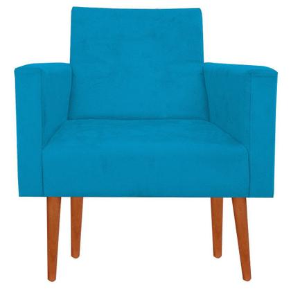 Imagem de Kit 02 Poltrona Decorativa Nina + Puff + Almofada Suede Turquesa