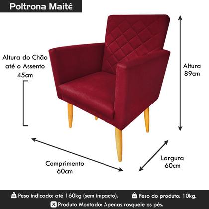 Imagem de Kit 02 Poltrona Decorativa+ Puff Maitê Marsalla para camarim - 2M Decor