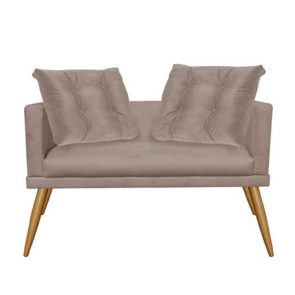 Imagem de Kit 02 Poltrona e Namoradeira Sofá Milena Confort Com Almofada Sala Recepção Escritório Consultório Pé Rústico Suede Bege - DAMAFFÊ MÓVEIS