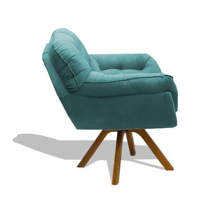 Imagem de Kit 02 Poltrona Miami Cadeira Base Giratória Salão Escritorio Consultório Amamentação Suede Veludo Turquesa