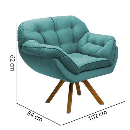 Imagem de Kit 02 Poltrona Miami Cadeira Base Giratória Salão Escritorio Consultório Amamentação Suede Veludo Turquesa