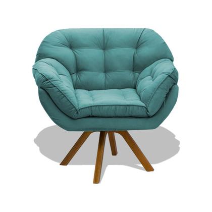 Imagem de Kit 02 Poltrona Miami Cadeira Base Giratória Salão Escritorio Consultório Amamentação Suede Veludo Turquesa