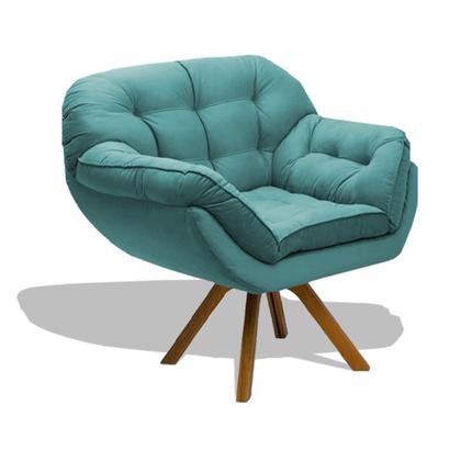 Imagem de Kit 02 Poltrona Miami Cadeira Base Giratória Salão Escritorio Consultório Amamentação Suede Veludo Turquesa