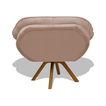 Imagem de Kit 02 Poltrona Miami Cadeira Robusta Base Giratória Fibra Silicone Sala Estar Clínica Recepção Veludo Bege Claro