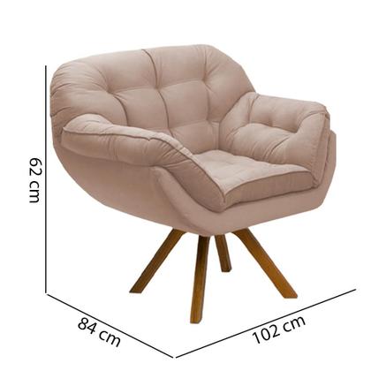 Imagem de Kit 02 Poltrona Miami Cadeira Robusta Base Giratória Fibra Silicone Sala Estar Clínica Recepção Veludo Bege Claro