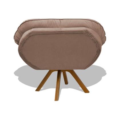 Imagem de Kit 02 Poltrona Miami Cadeira Robusta Base Giratória Fibra Silicone Sala Estar Clínica Recepção Veludo Bege Escuro