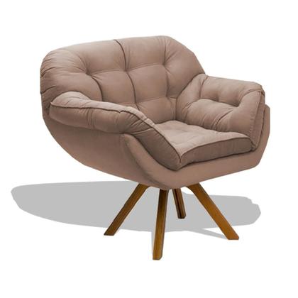 Imagem de Kit 02 Poltrona Miami Cadeira Robusta Base Giratória Fibra Silicone Sala Estar Clínica Recepção Veludo Bege Escuro