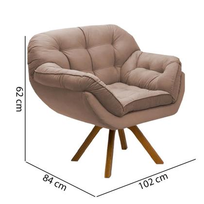 Imagem de Kit 02 Poltrona Miami Cadeira Robusta Base Giratória Fibra Silicone Sala Estar Clínica Recepção Veludo Bege Escuro