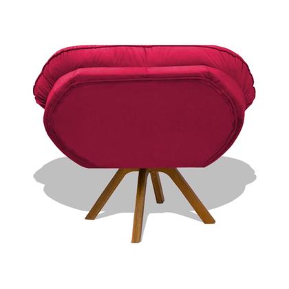 Imagem de Kit 02 Poltrona Miami Cadeira Robusta Base Giratória Fibra Silicone Sala Estar Clínica Recepção Veludo Vermelho