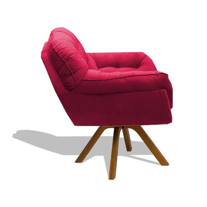 Imagem de Kit 02 Poltrona Miami Cadeira Robusta Base Giratória Fibra Silicone Sala Estar Clínica Recepção Veludo Vermelho