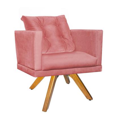 Imagem de Kit 02 Poltrona Milena Confort Base Giratória Rústico Com Almofada Sala Recepção Escritório Suede Rose Gold - DAMAFFÊ MÓVEIS