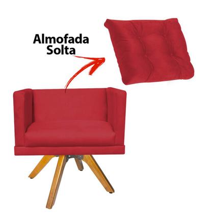 Imagem de Kit 02 Poltrona Milena Confort Base Giratória Rústico Com Almofada Sala Recepção Escritório Suede Vermelho - DAMAFFÊ MÓVEIS