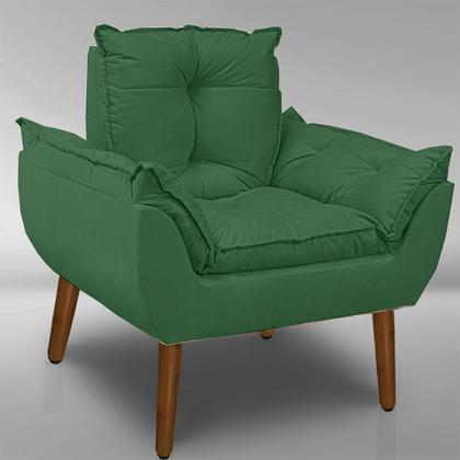 Imagem de Kit 02 Poltrona Opala Com fibra Siliconada Suede Verde-RV DECORA