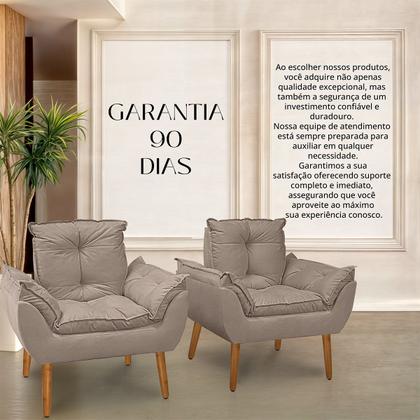 Imagem de Kit 02 Poltrona Opala Decorativa para Sala, Escritorio, Salão, Recepção, Clinica suede Capuccino -Pandora Decor