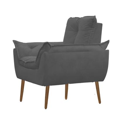 Imagem de Kit 02 Poltrona opala Decorativa Para Sala, Quarto, Escritótio recepção Suede Cinza Grafite -Alto Padrão