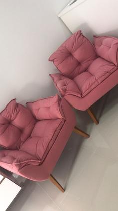 Imagem de Kit 02 Poltrona Opala Decorativa Para Sala, Salão ,Quarto suede Rosê -Alto Padrão