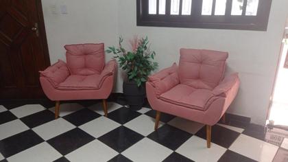 Imagem de Kit 02 Poltrona Opala Decorativa Para Sala, Salão ,Quarto suede Rosê -Alto Padrão