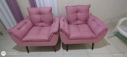 Imagem de Kit 02 Poltrona Opala Decorativa Para Sala, Salão ,Quarto suede Rosê -Alto Padrão