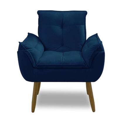 Imagem de Kit 02 Poltrona Opala decorativa pés palito azul marinho