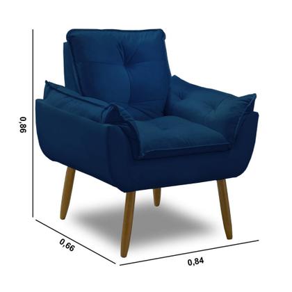 Imagem de Kit 02 Poltrona Opala decorativa pés palito azul marinho
