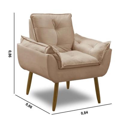 Imagem de Kit 02 Poltrona Opala decorativa pés palito capuccino