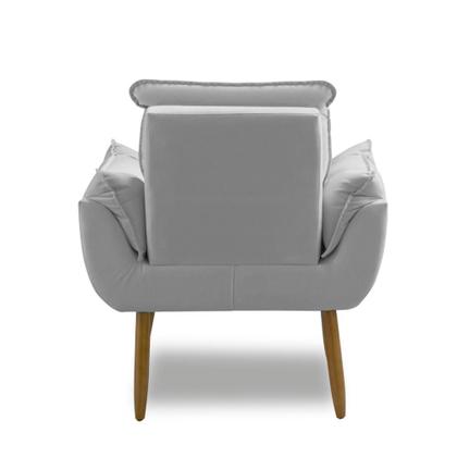 Imagem de Kit 02 Poltrona Opala decorativa pés palito cinza