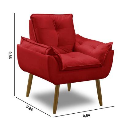 Imagem de Kit 02 Poltrona Opala decorativa pés palito vermelho - Arapongas Decor