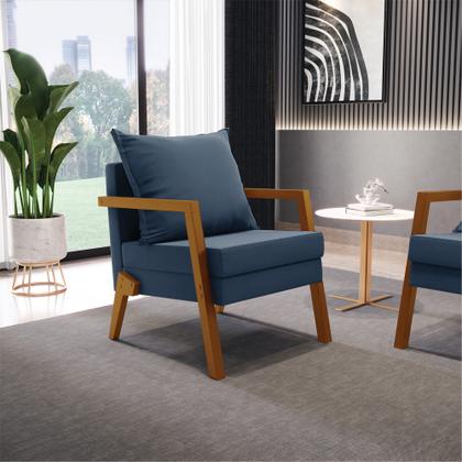 Imagem de Kit 02 Poltronas Alice Suede Base de Madeira - D'Rossi