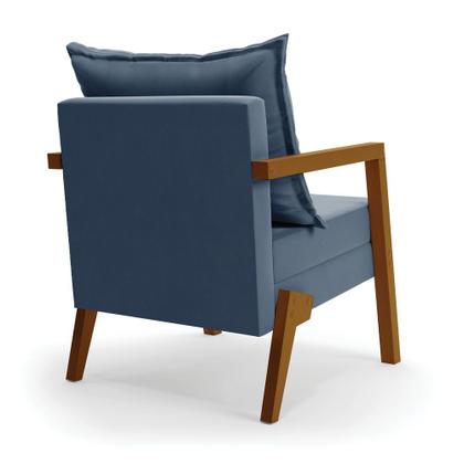 Imagem de Kit 02 Poltronas Alice Suede Base de Madeira - D'Rossi