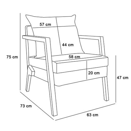 Imagem de Kit 02 Poltronas Alice Suede Base de Madeira - D'Rossi