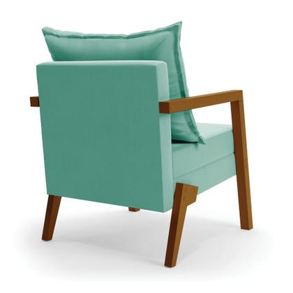 Imagem de Kit 02 Poltronas Alice Suede Base de Madeira - D'Rossi