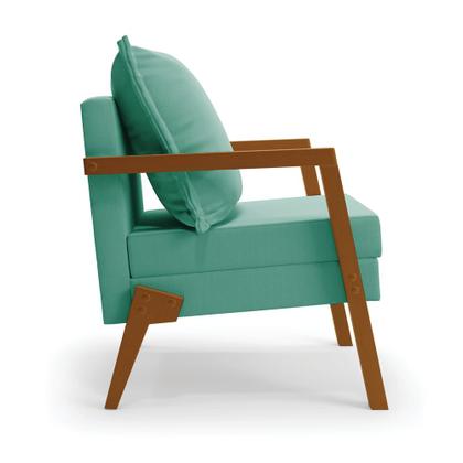 Imagem de Kit 02 Poltronas Alice Suede Base de Madeira - D'Rossi