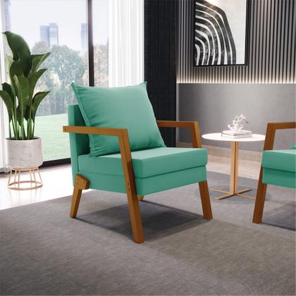 Imagem de Kit 02 Poltronas Alice Suede Base de Madeira - D'Rossi