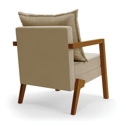 Imagem de Kit 02 Poltronas Alice Suede Base de Madeira - D'Rossi