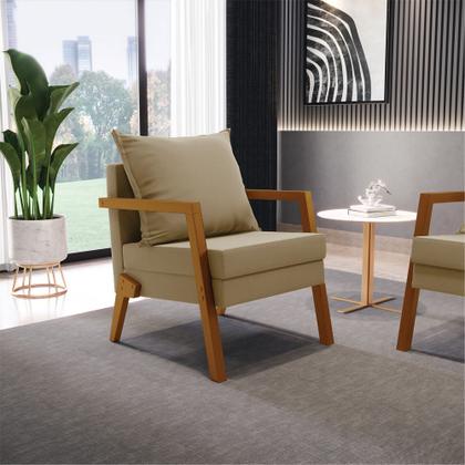 Imagem de Kit 02 Poltronas Alice Suede Base de Madeira - D'Rossi