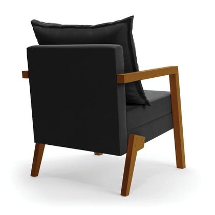 Imagem de Kit 02 Poltronas Alice Suede Base de Madeira - D'Rossi