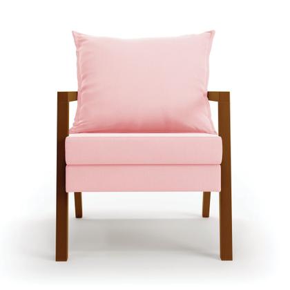 Imagem de Kit 02 Poltronas Alice Suede Base de Madeira - D'Rossi