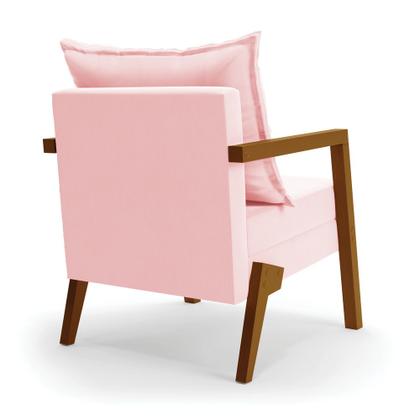 Imagem de Kit 02 Poltronas Alice Suede Base de Madeira - D'Rossi