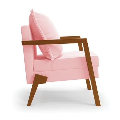 Imagem de Kit 02 Poltronas Alice Suede Base de Madeira - D'Rossi