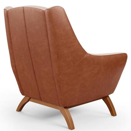 Imagem de Kit 02 Poltronas Base Em Madeira Camel B-14 Linho Bege C-107