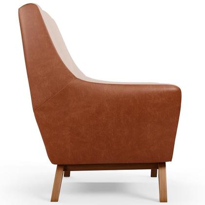 Imagem de Kit 02 Poltronas Base Em Madeira Camel B-14 Linho Bege C-107