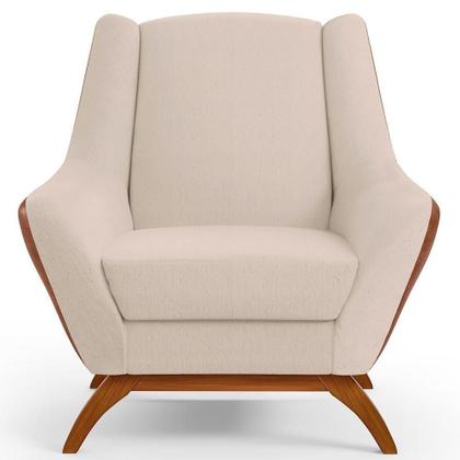 Imagem de Kit 02 Poltronas Base Em Madeira Camel B-14 Linho Bege C-107