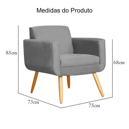 Imagem de Kit 02 Poltronas Cristal Requinte Suede Cores - S.A Móveis