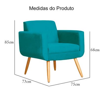 Imagem de Kit 02 Poltronas Cristal Requinte Suede Cores - S.A Móveis