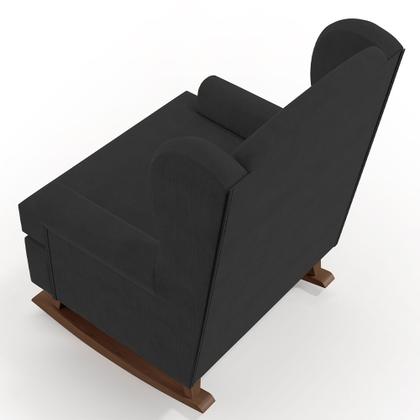 Imagem de Kit 02 Poltronas De Amamentação Com Balanço Malu Base De Madeira P02 Suede Preto - Lyam Decor