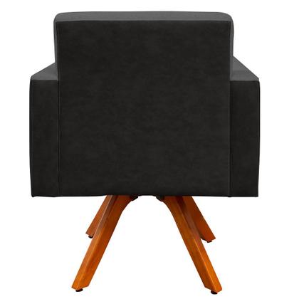 Imagem de Kit 02 Poltronas Decorativa Base Giratória de Madeira Helô L02 Linho Chumbo material sintético Preto - Lyam Decor