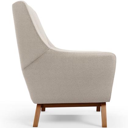 Imagem de Kit 02 Poltronas Decorativa Fixa Base de Madeira Castanho Juliet D02 Bouclê Creme C-54 - Lyam Decor