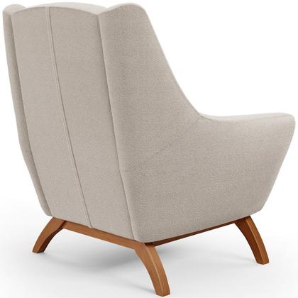 Imagem de Kit 02 Poltronas Decorativa Fixa Base de Madeira Castanho Juliet D02 Bouclê Creme C-54 - Lyam Decor