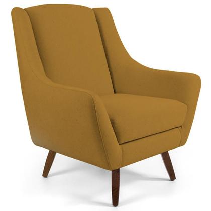 Imagem de Kit 02 Poltronas Decorativa Fixa Pés de Madeira Juliet D02 Veludo Mostarda Escuro C-260 - Lyam Decor